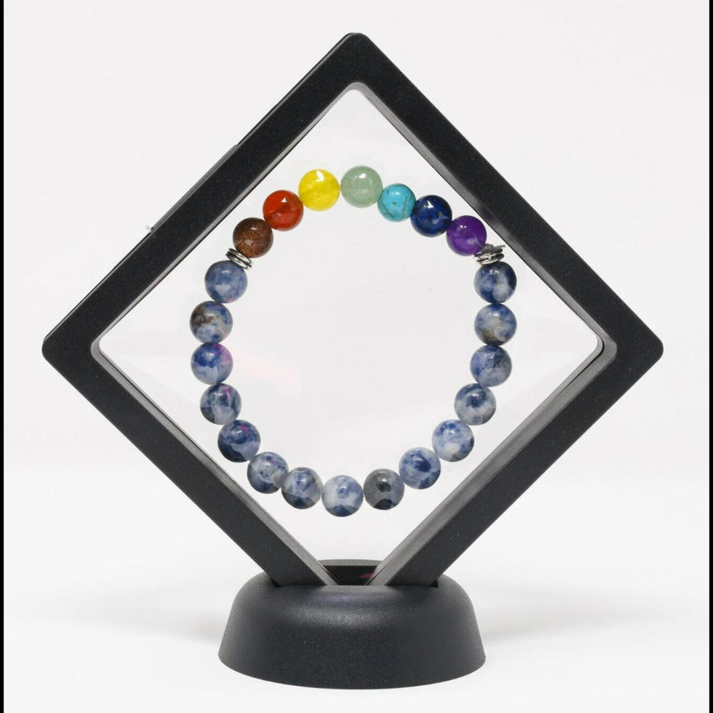 7 Chakra Sodalite Multicolor Beads Gemstone Stretch Good Luck Charm Bracelet NEW